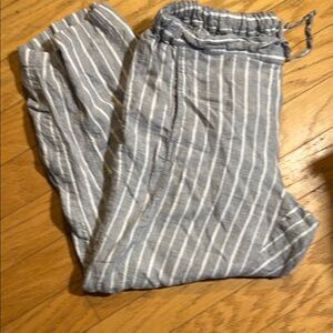 Cold water creek striped grey linen pants cropped